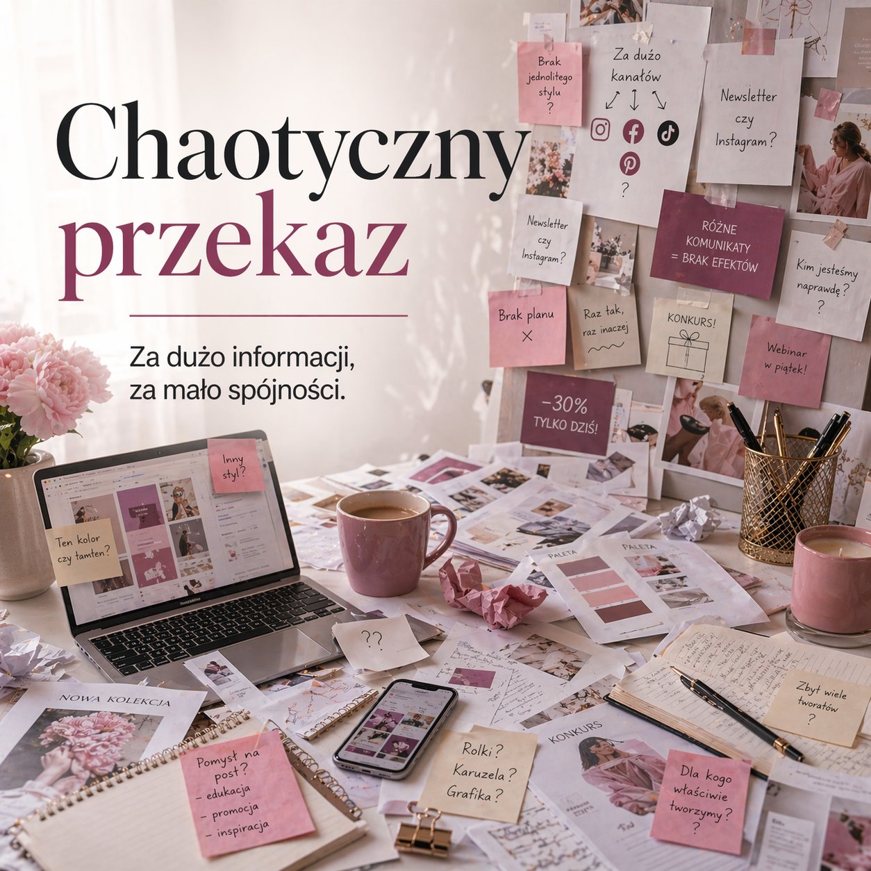Chaotyczny przekaz marki — zbyt dużo informacji i brak spójności