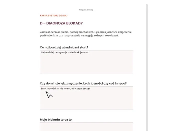 Workbook interaktywny z polami do wpisywania odpowiedzi